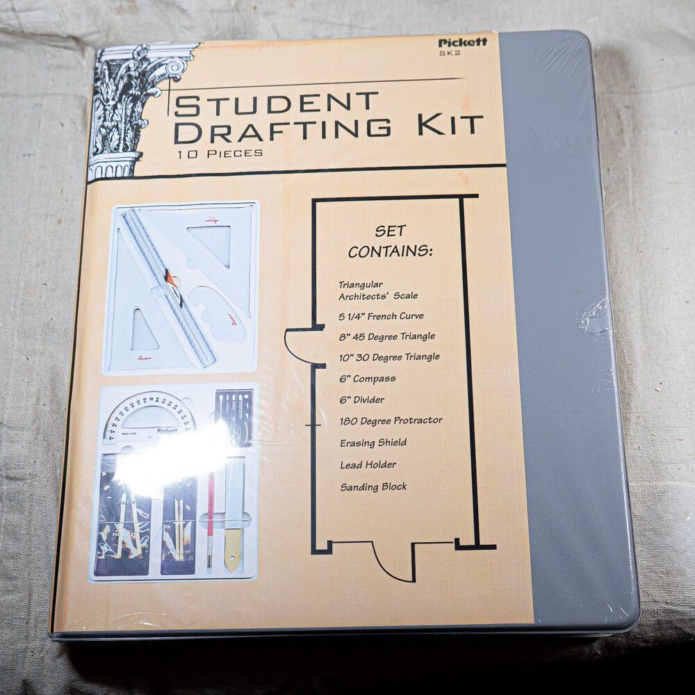 Vintage Pickett 10-Pc Student Drafting Kit NIB Artists Engineers